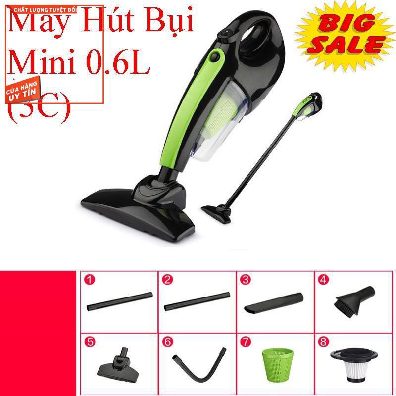 Máy hút bụi gia đình, Máy hút bụi 0.6L (3C) Công suất lớn Hút Sạch Bụi Bẩn Siêu Nhanh - Bảo hành uy tín 1 đổi 1