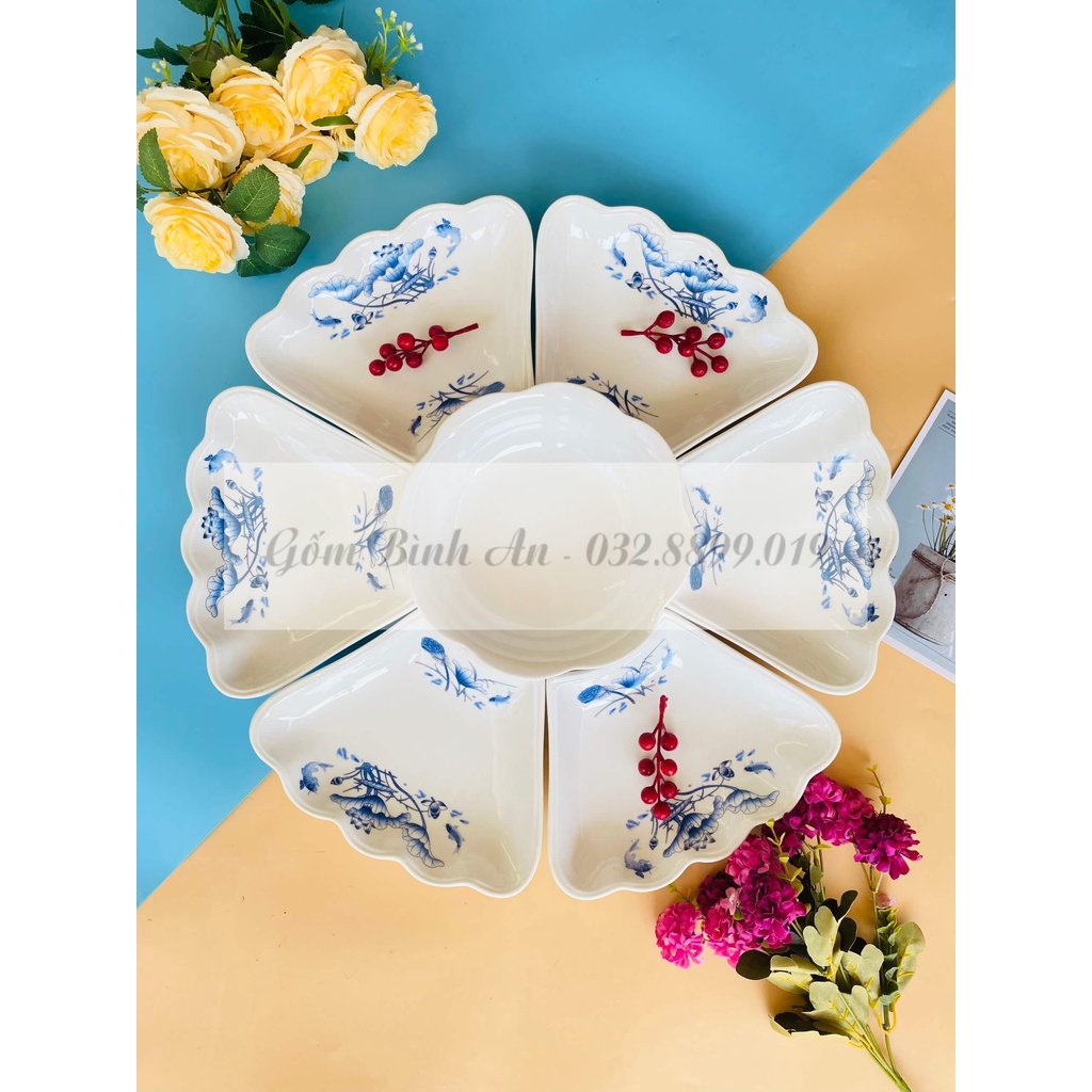 💥 HÀNG LOẠI 1 - CAO CẤP 💥 BỘ BÁT ĐĨA HOA MẶT TRỜI , BỘ ĐĨA HOA MẶT TRỜI GỐM SỨ CAO CẤP