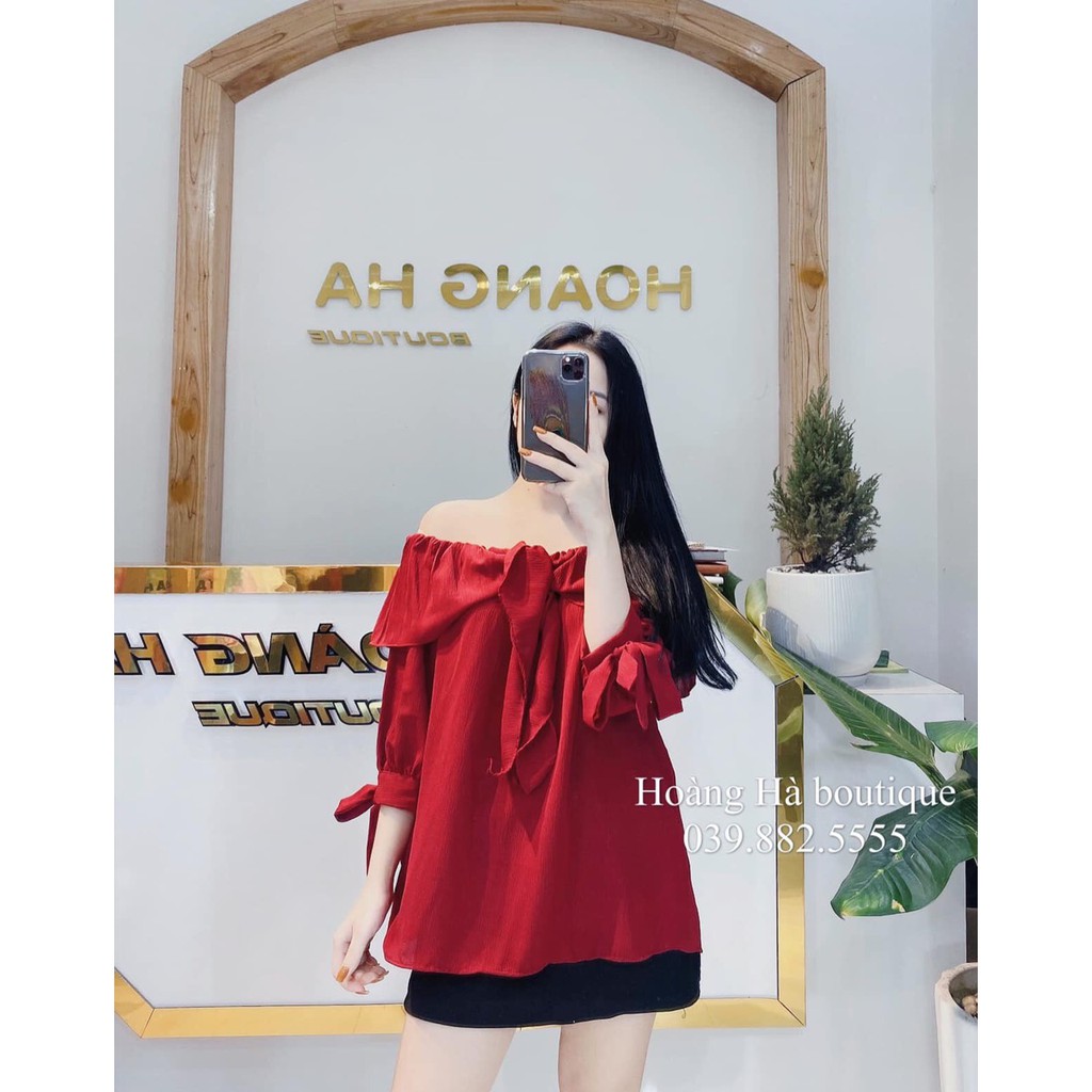 áo đũi trễ vai buộc nơ