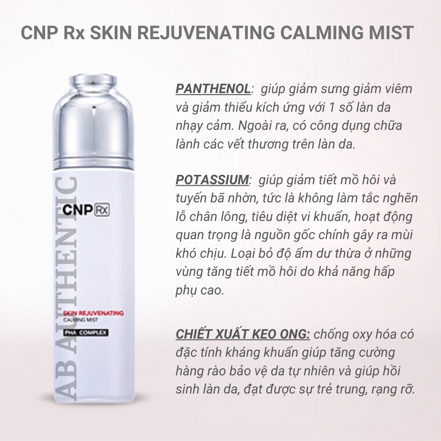 Xịt khoáng làm dịu, trẻ hóa da CNP Rx Skin Rejuvenating Calming Mist 70ml -AB AUTHENTIC