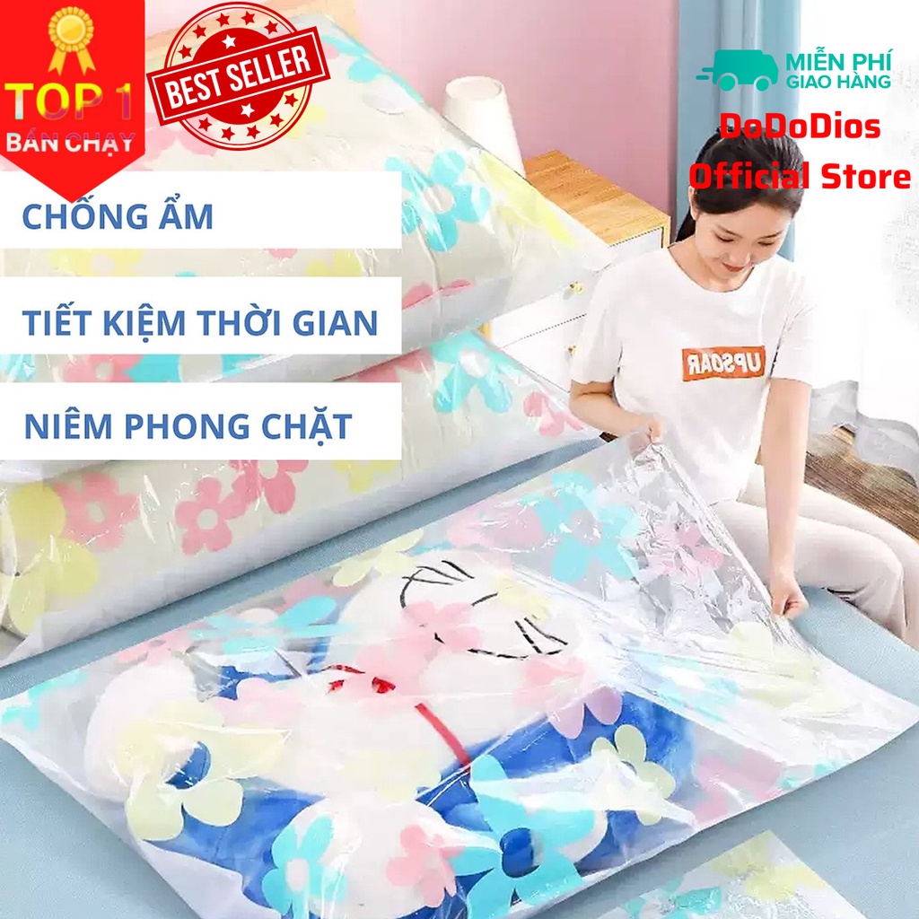 Túi hút chân không DoDoDios-Loại cao cấp DÀY GẤP ĐÔI, KÈM NẮP VAN CHỐNG RÒ RỈ HƠI, chống nước, tránh ẩm, nấm mốc quần áo