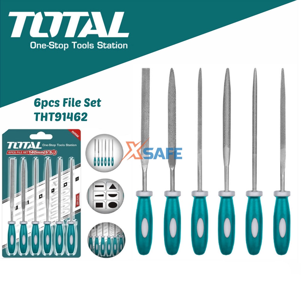 Bộ 6 giũa sắt TOTAL THT91462 đa dạng chất liệu cao cấp, độ bền, chất lượng cao, tay cầm thiết kế mềm mại