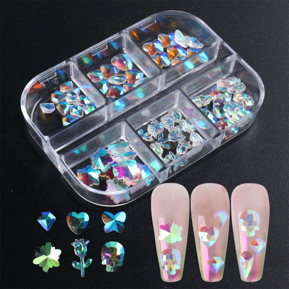 Hộp 6 Ngăn Đựng Phụ Kiện Trang Trí Móng Tay 3D|Phụ Kiện Trang Trí Móng Tay Mùa Đông Chuyên Dụng