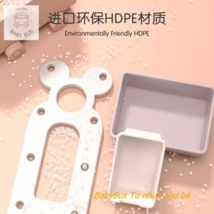 Kệ đựng đồ chơi cho bé bo tròn màu kem hình gấu rèn luyện montesori cho trẻ em