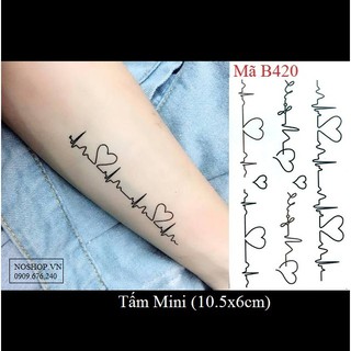 Xăm dán Tattoo nhịp tim B420