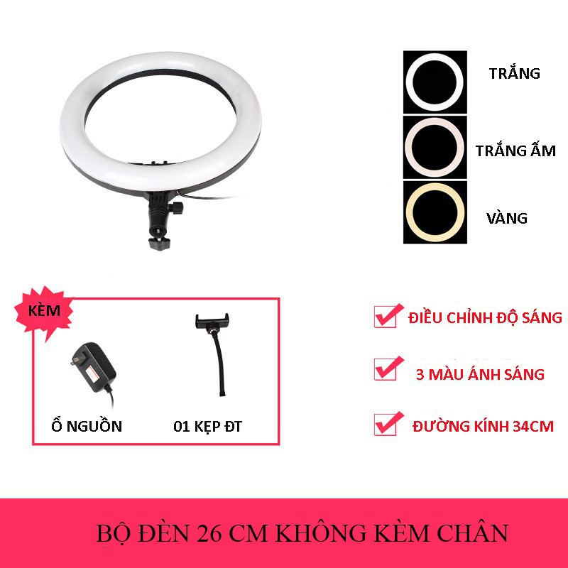 Đèn Livestream Size 26/16cm Dành Cho Bán Hàng Online, Make up, Chụp Ảnh Studio, tiktok - Chính hãng Kairui