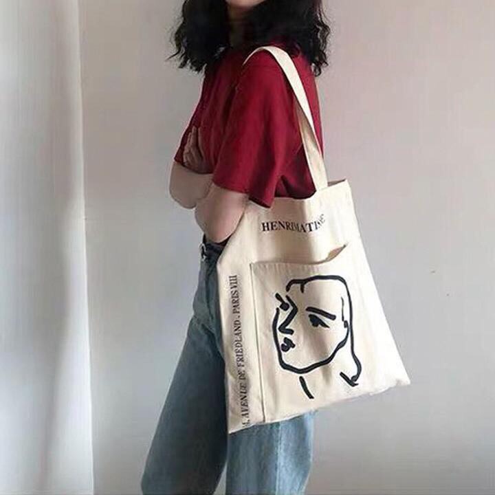 Túi Tote Vải CANVAS Chất Vintage siêu đẹp (có khóa kéo)