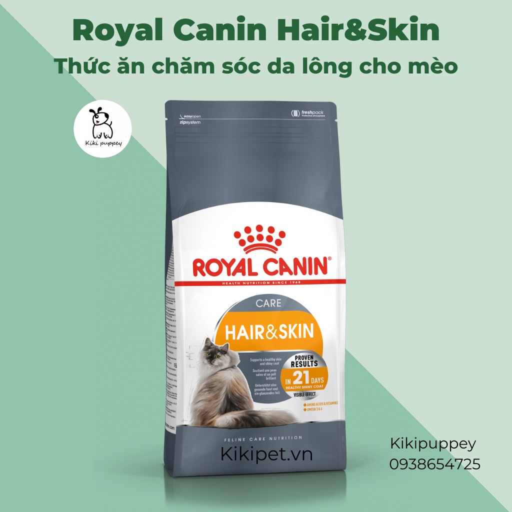 Royal Canin Hair & Skin, Thức ăn chăm sóc da và lông, Hạt Canin giúp da khỏe, lông mượt 2kg
