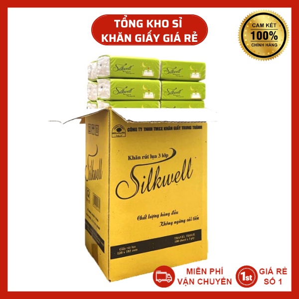 Combo 30 gói Giấy ăn gấu trúc cao cấp Silkwell 300 tờ 3 lớp, khăn giấy gấu trúc không tẩy trắng chính hãng