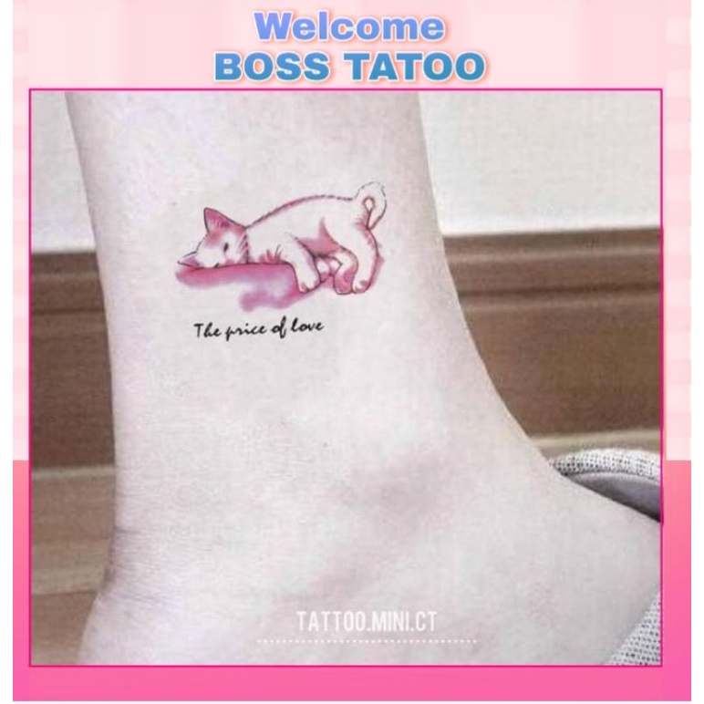 Hình xăm tatoo mèo lười h03 c006. Xăm dán tatoo mini tạm thời, size &lt;10x6cm