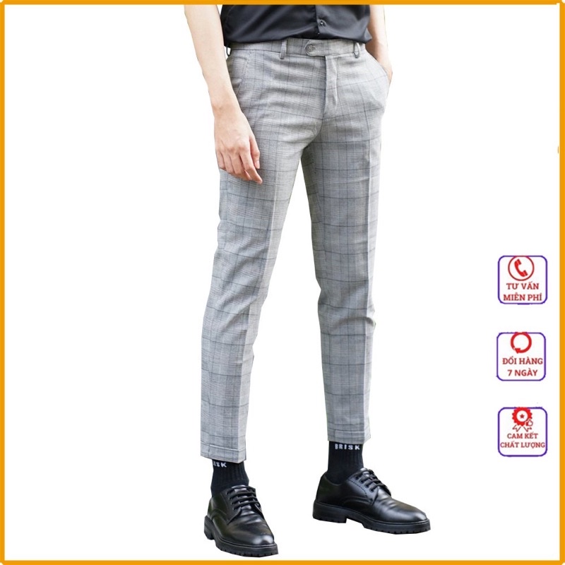 Quần Kẻ Caro Nam 1𝖍𝖆𝖓𝖉 Quần Âu Nam Thiết Kế Họa Tiết Cao, Form Dáng Body Hàn Quốc - Mặc Là Đẹp - Mã QCR