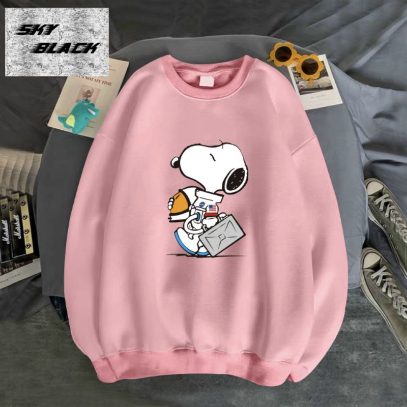 ÁO SWEATER UNISEX NỈ BÔNG IN SNOOPY phi hành gia NAM NỮ ĐỀU MANG ĐƯỢC SIZE DƯỚI 75KH