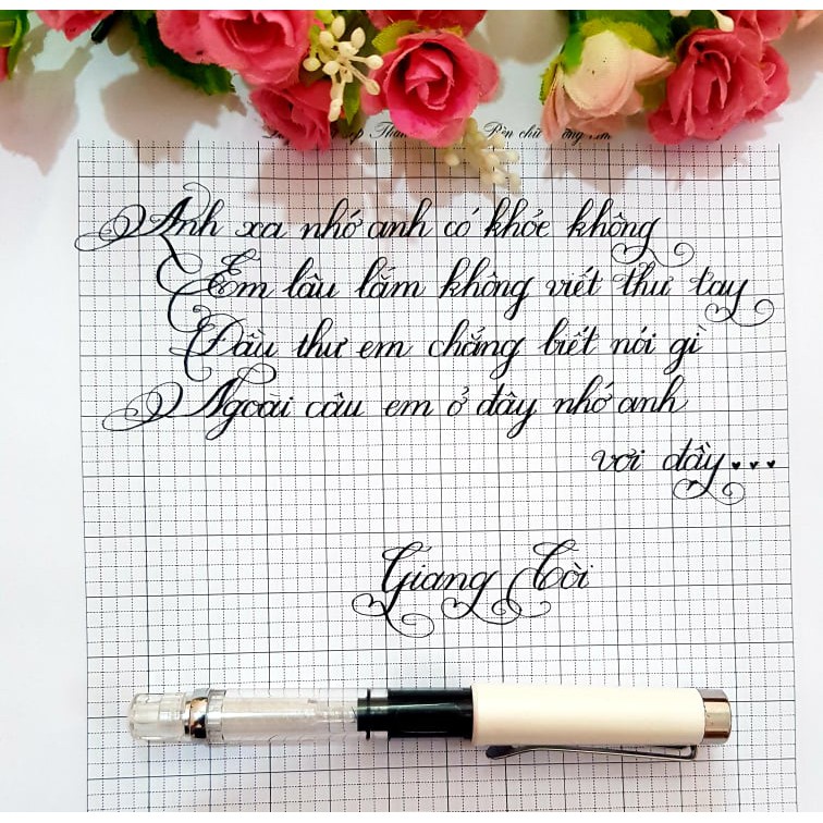 Bút máy luyện chữ bút luyện chữ đẹp viết calligraphy ngòi lá tre nét thanh đậm CG02