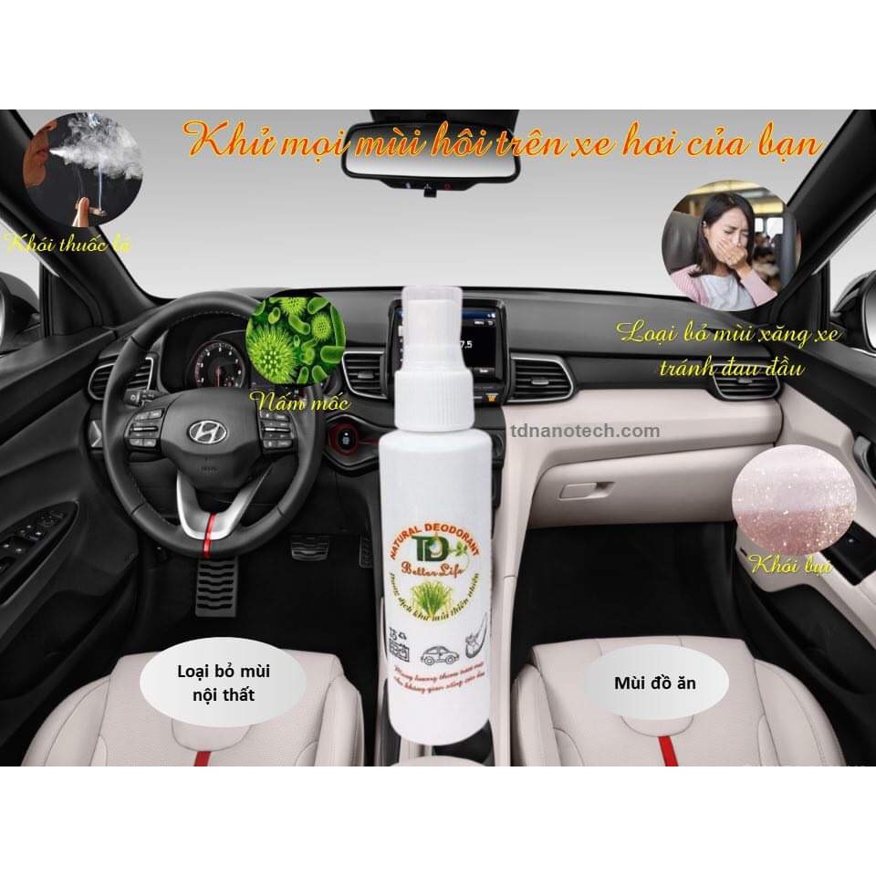 Chai xịt khử mùi, diệt khuẩn ô tô 100ml Xịt khử mùi khử khuẩn