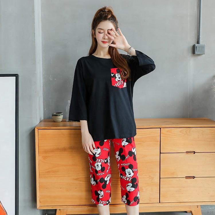 Bộ đồ ngủ tay dài in hình chuột mickey xinh xắn