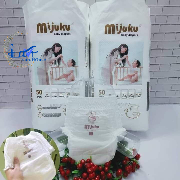 100 miếng tả quần MIJUKU mỏng nhẹ siêu khô thoáng, thấm hút tốt cho bé cảm giác dễ chịu đủ size M/L/XL/XXL/XXXL
