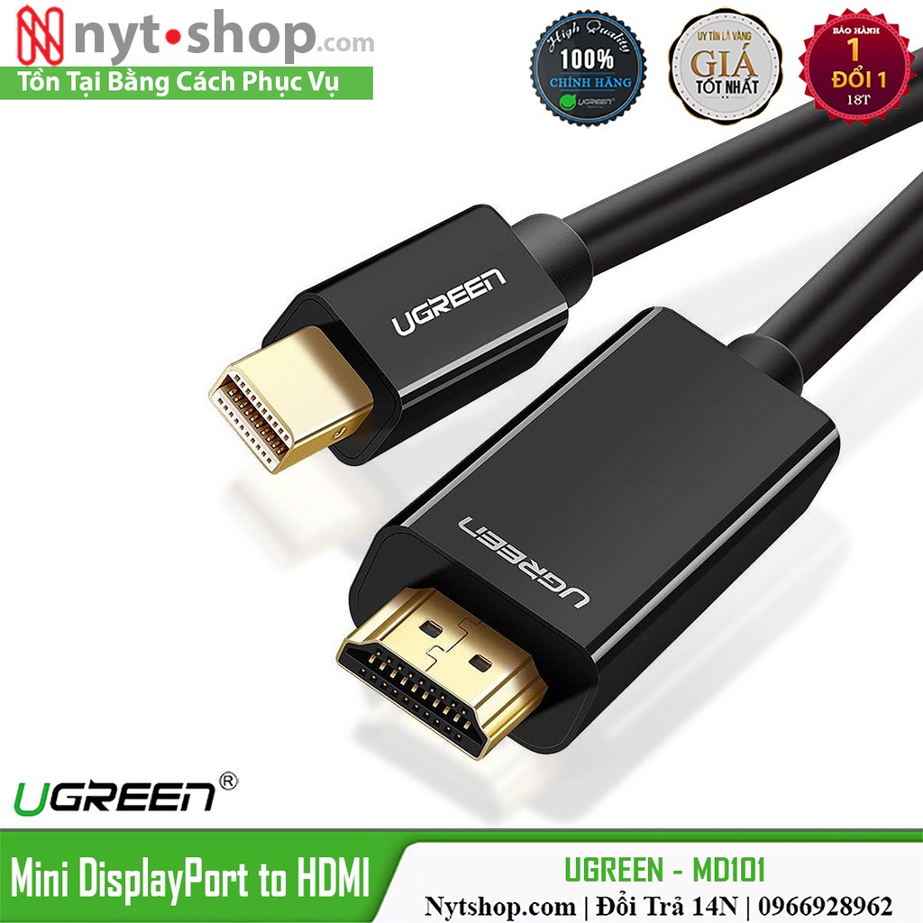 Cáp Mini DisplayPort ra HDMI 1080p@60Hz Cao Cấp UGREEN MD101