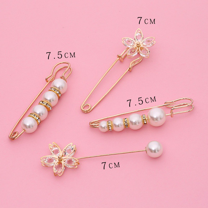 Bộ 6 Ghim Cài Áo Đính Ngọc Trai Chống Chói Tiện Dụng