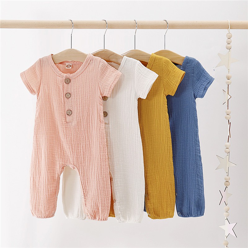 Áo liền quần Mikrdoo cotton ngắn tay dễ thương cho bé