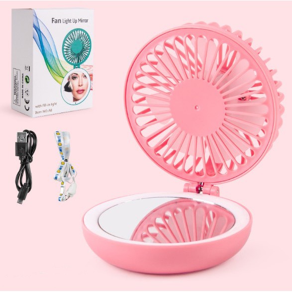 Quạt Mini A8 Có Gương Soi Tiện Lợi Siêu Xinh- Tặng kèm cable sạc pin và dây đeo -Hàng chính hãng | BigBuy360 - bigbuy360.vn