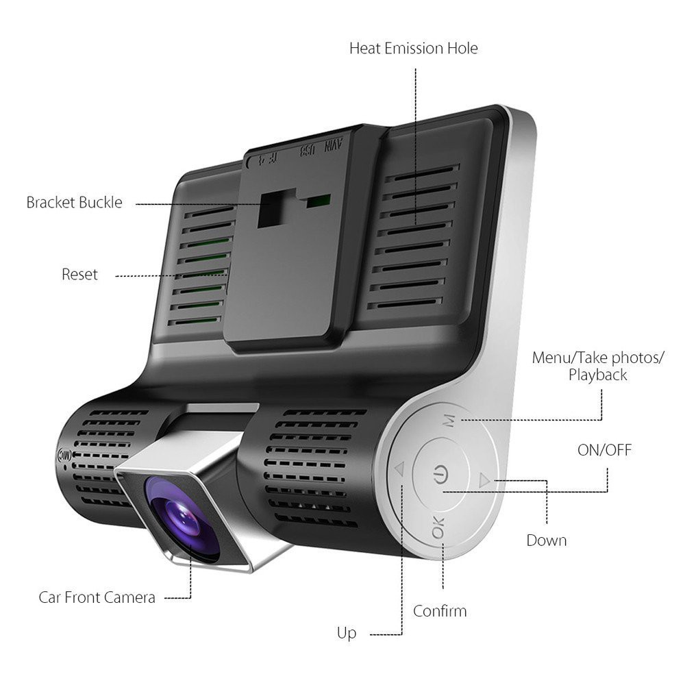 [Mã 44ELSALE2 giảm 7% đơn 300K] Camera Hành Trình Ô tô 3 mắt video WDR Full HD