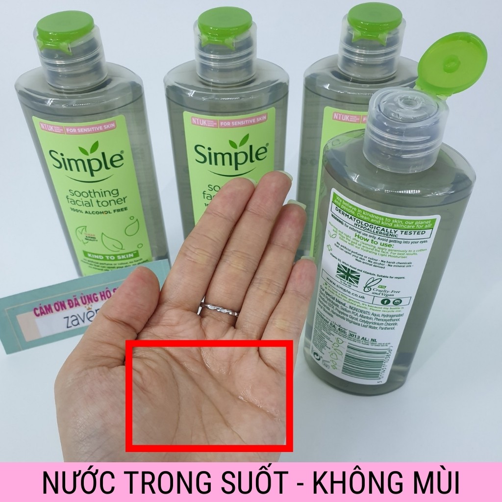 Nước hoa hồng Simple Kind To Skin Soothing Facial Toner da nhạy cảm 200ml - ZAVENCI Official