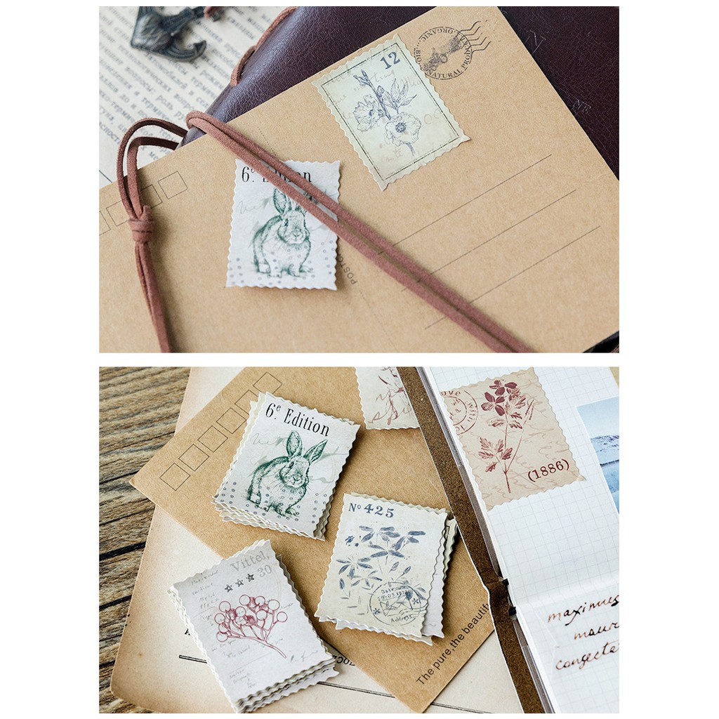 Set 46 tờ nhãn dán tem họa tiết độc đáo-M08