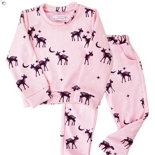 Bộ nỉ bé gái hươu sao mặt trong băng lông mềm mịn size 1-5t