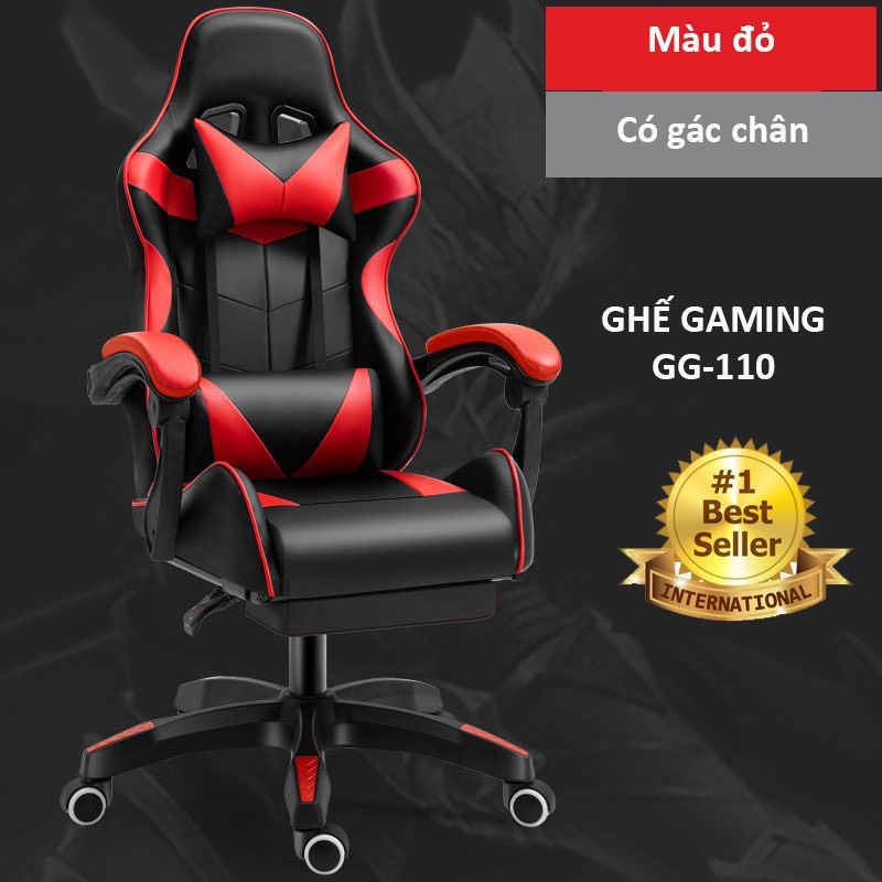 Ghế Gaming Cao Cấp - Ghế Xoay Chất Liệu Da PU,Chân Nhựa - Có Massage, Gác Chân - Tặng Gối Tựa Cổ - Đủ Màu - MẪU HOT2022