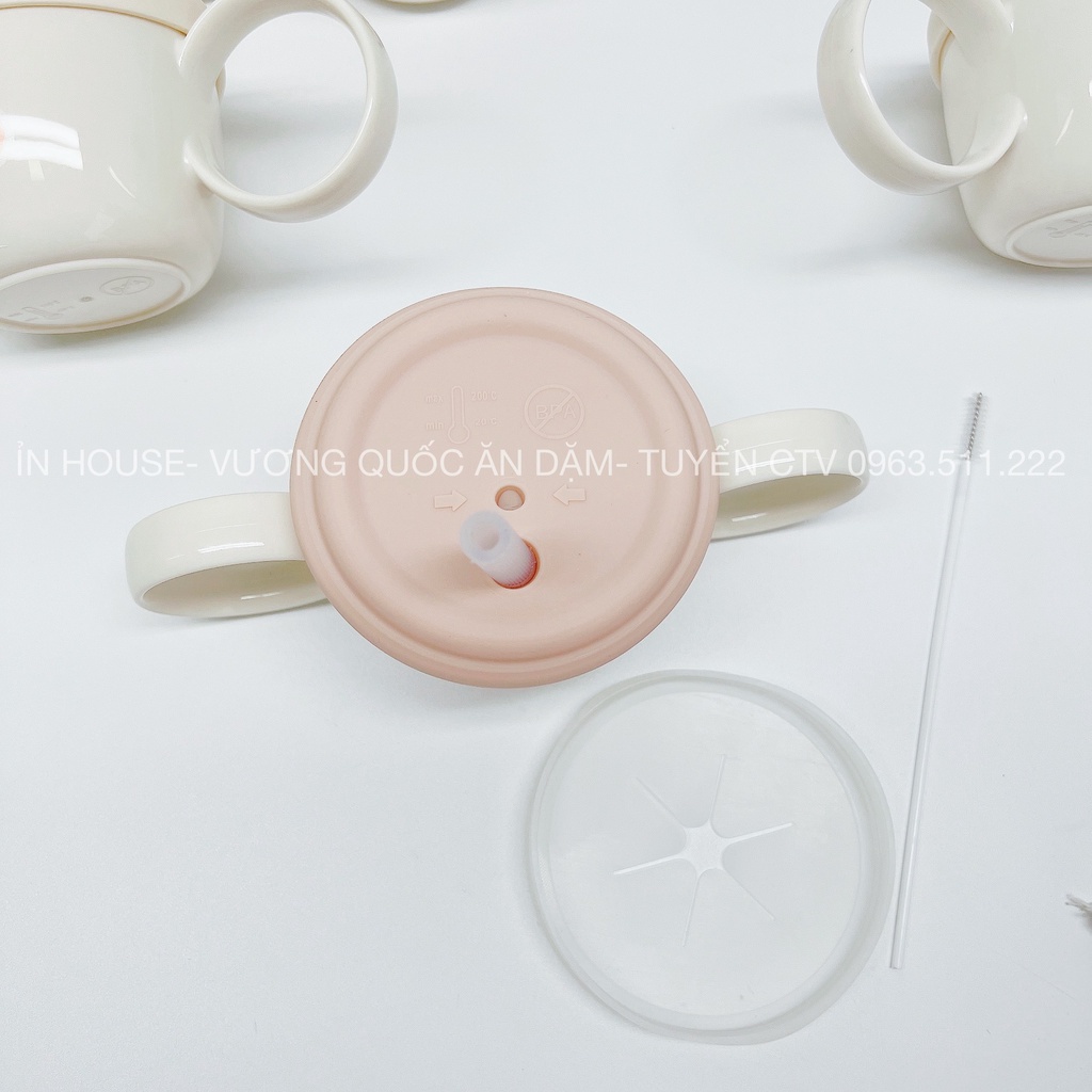 (ảnh thật) Cốc tập hút, kiêm cốc tập ăn dặm ăn snack cho bé từ 6m hình Gấu/ Thỏ/ Hổ