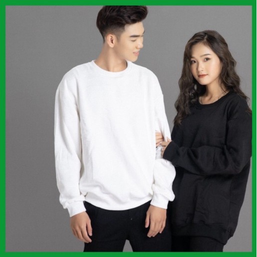 Áo sweater nỉ trắng đen trơn unisex nam nữ hai màu trắng đen đơn giản chất nỉ ngoại may kĩ phong cách Ulzzang Hàn Quốc | BigBuy360 - bigbuy360.vn
