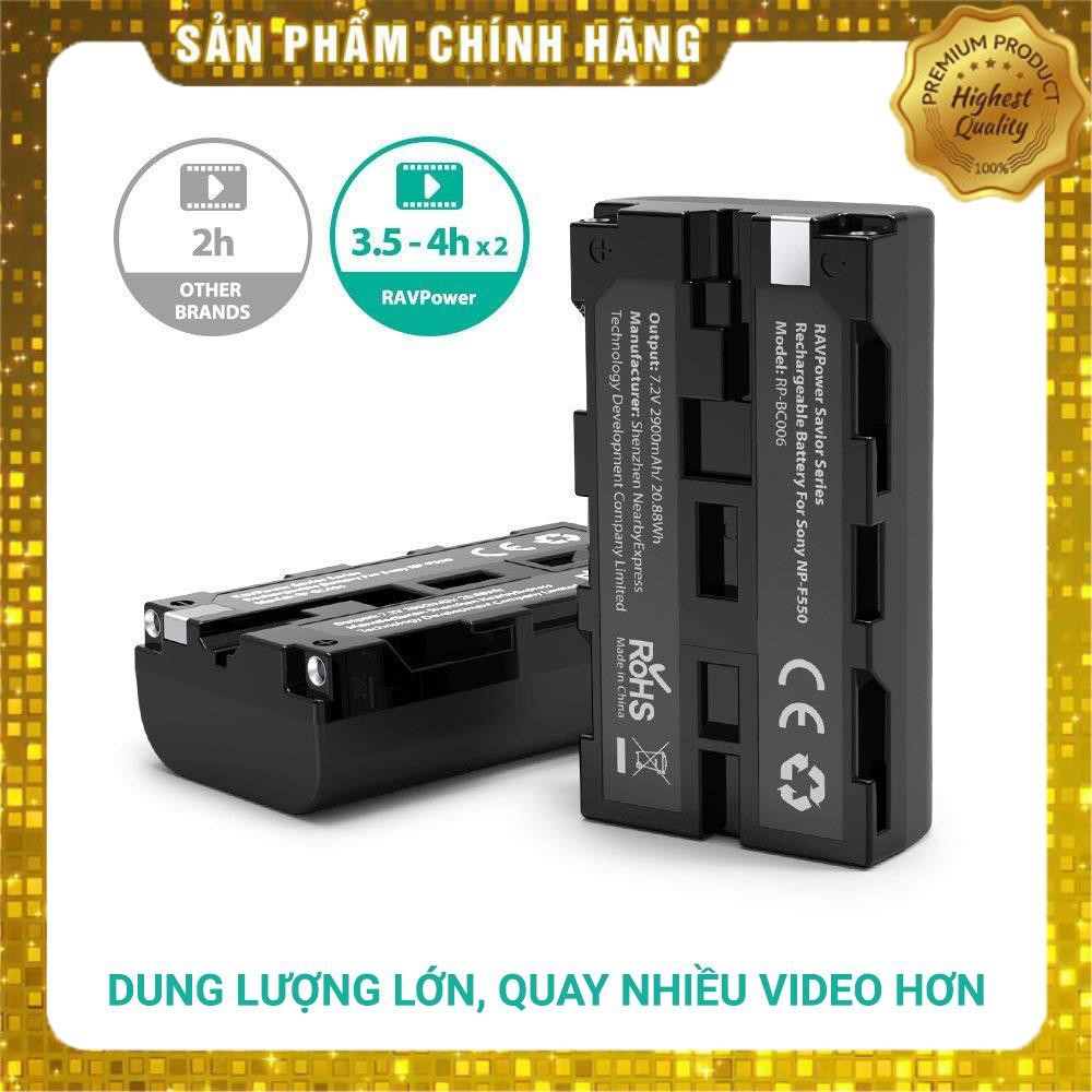 - Pin máy quay Sony NP-F550 Ravpower RP-BC006, 2 pin 2900mAh, bộ sạc kép