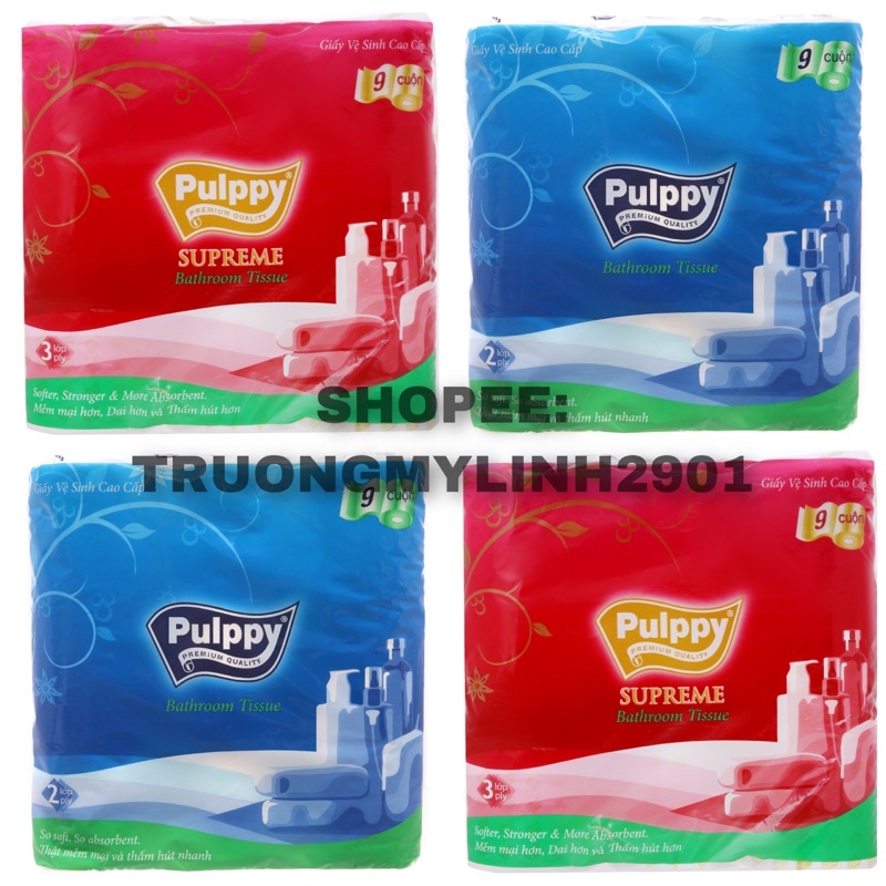 Giấy Vệ Sinh Pulppy Supreme &amp; Original Cao Cấp 9 Cuộn