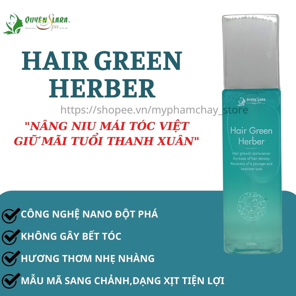 Xịt Kích Mọc Tóc-Giúp Tóc Dài Nhanh- Ngăn Ngừa Tóc Gãy Rụng HAIR GREEN HERBER Quyên Lara 120ml