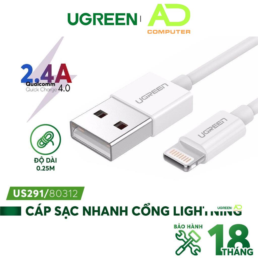 Cáp sạc nhanh dòng 2.4A cổng cho / chuẩn MFi dài 0.25-2m UGREEN US291