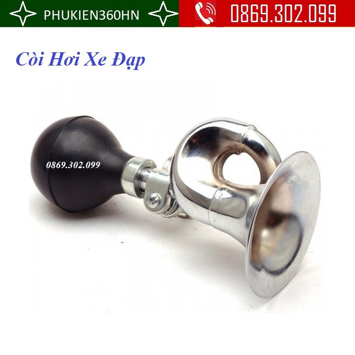 Còi hơi xoắn ốc vỏ kim loại gắn xe đạp