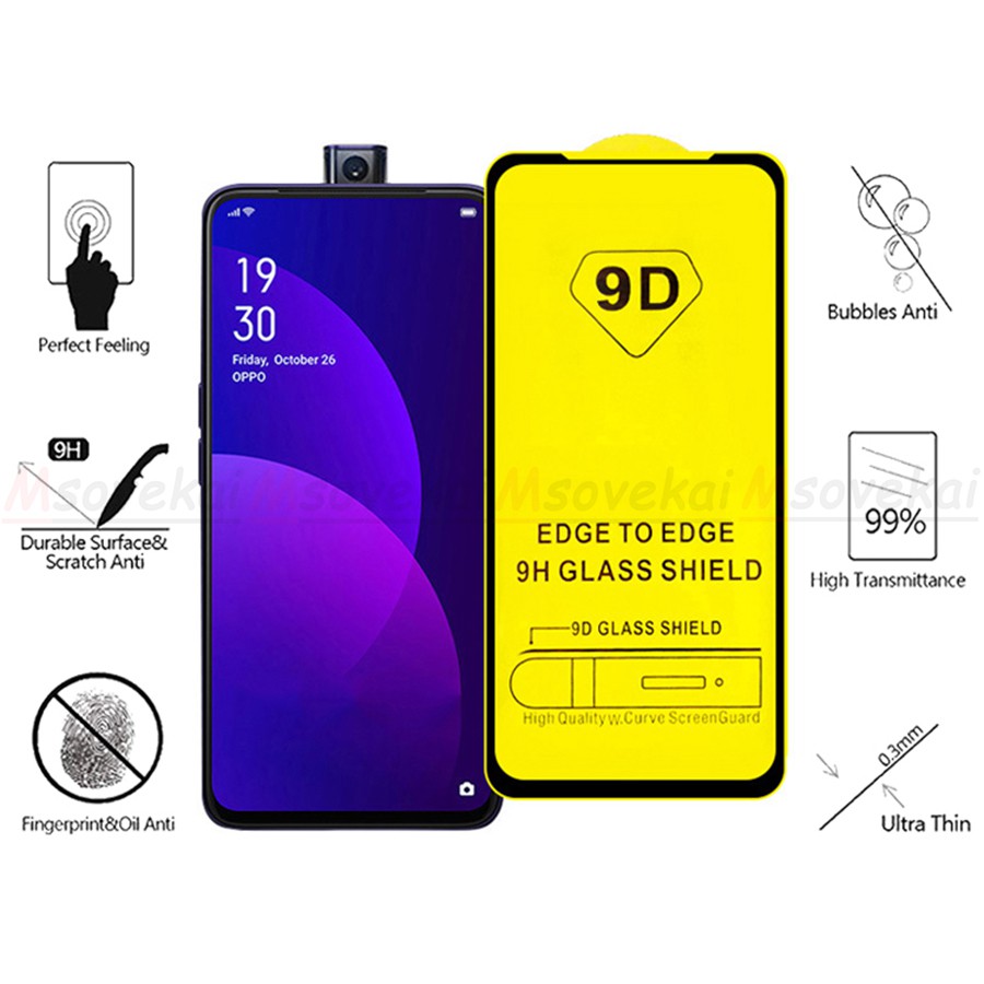 Miếng Dán Kính Cường Lực Full Màn 9D Cho Oppo F11 Pro - Đen