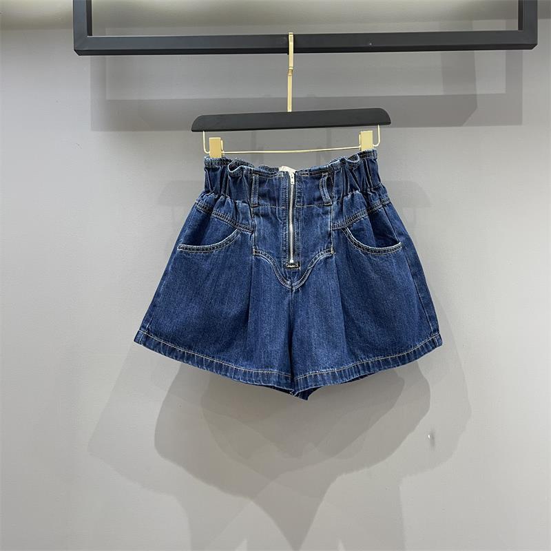Jiashucheng Quần Short Denim Dáng Chữ a Lưng Thun Co Giãn Phối Khóa Kéo Thời Trang Mùa Hè Cho Nữ