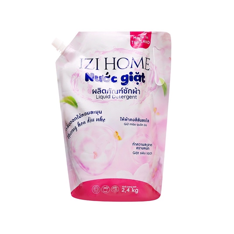 Nước giặt IZI HOME Thái Lan siêu sạch, giữ màu quần áo túi 2.4kg