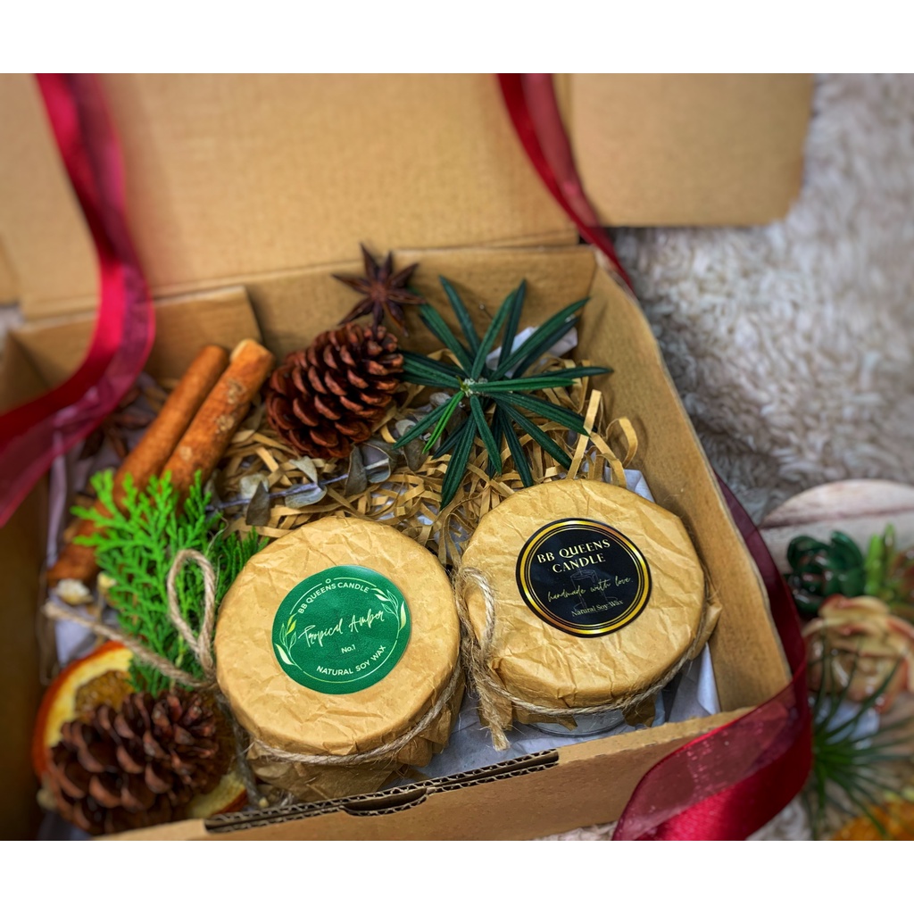 Hộp Quà Nến Thơm Handmade 2 hũ 100gr _ Hương thơm 4 mùa , quà tặng tinh tế