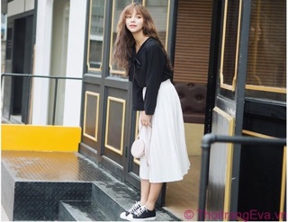 Chân Váy Midi Voan Dập Ly Hot Nhất