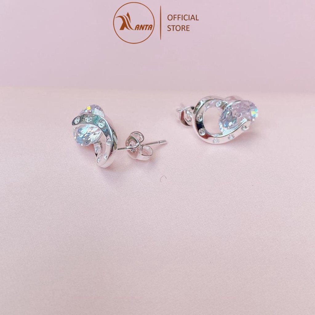 Bông tai bạc phong cách Hàn Quốc đính đá sang trọng - Trang Sức 𝐀𝐍𝐓𝐀 𝐉𝐞𝐰𝐞𝐥𝐫𝐲 ATJ8057