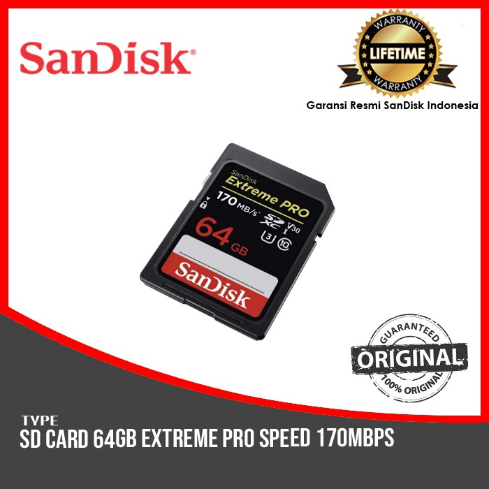Thẻ Nhớ Sandisk Extreme Pro Sdhc / Sdxc Uhs-i Sd Card 64gb Lên Đến 170mbps