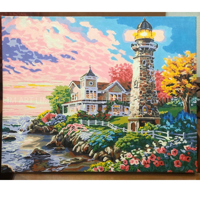 Tranh sơn dầu số hoá có khung LIM Art - Tranh tô màu theo số phong cảnh biển
