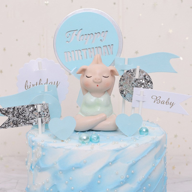 Tượng hình chú heo tập yoga dễ thương thích hợp để trang trí