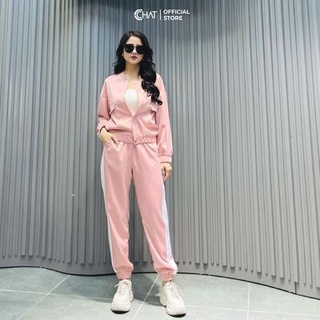 Bộ thể thao phối sườn cúc dập CCHAT