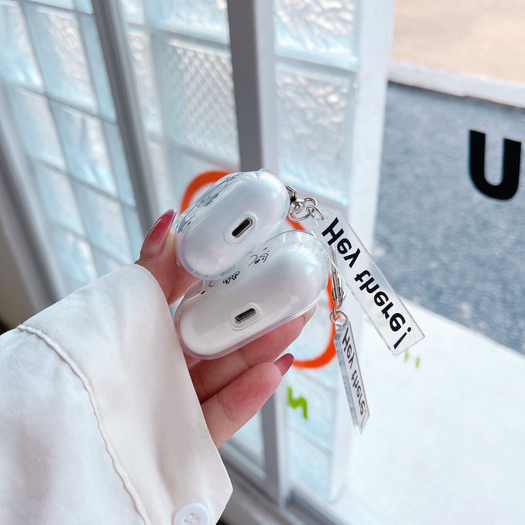 Vỏ Bảo Vệ Hộp Sạc Tai Nghe Bluetooth AirPods 1 2 pro 3 2021 gen3 Bằng Silicon TPU Mềm Trong Suốt Hình Động Vật Chống Thất Lạc