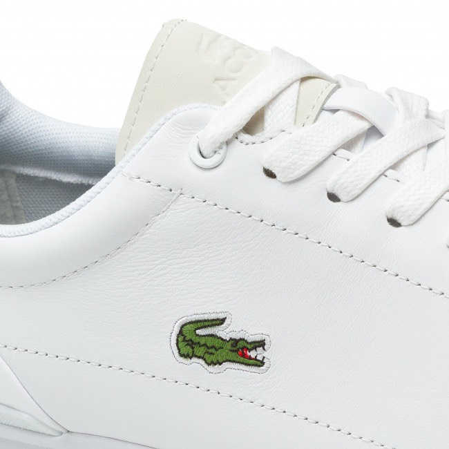 Giày sneakers trắng Lacoste nam chính hãng, giày da thật nam cá sấu màu trắng - Size 42