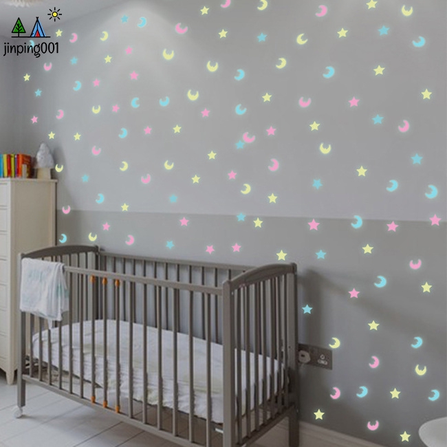 Set 100 Ngôi Sao 3d Dạ Quang Dán Tường Trang Trí Độc Đáo