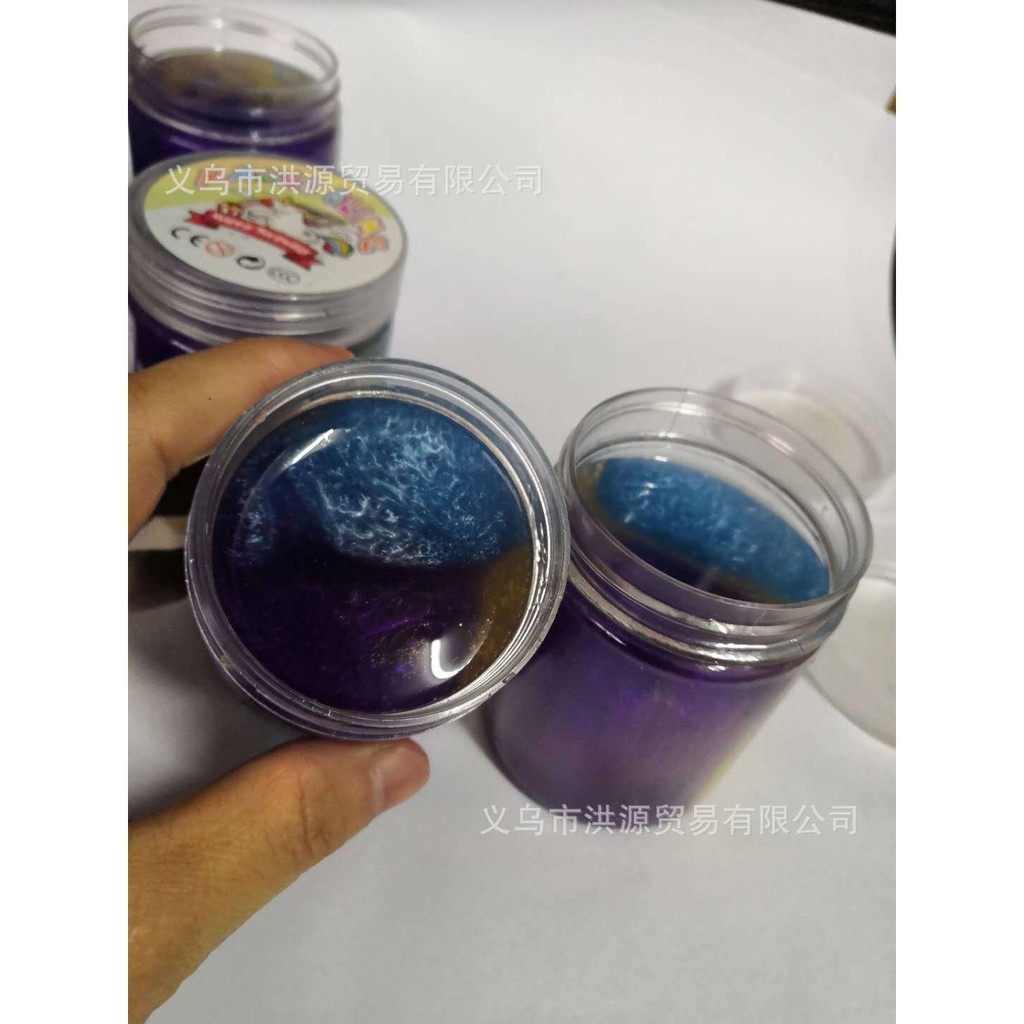 SLIME hộp hình trụ GALAXY XANH TÍM PHỐI MÀU cực đẹp thiết kế độc đáo ấn tượng không dính tay